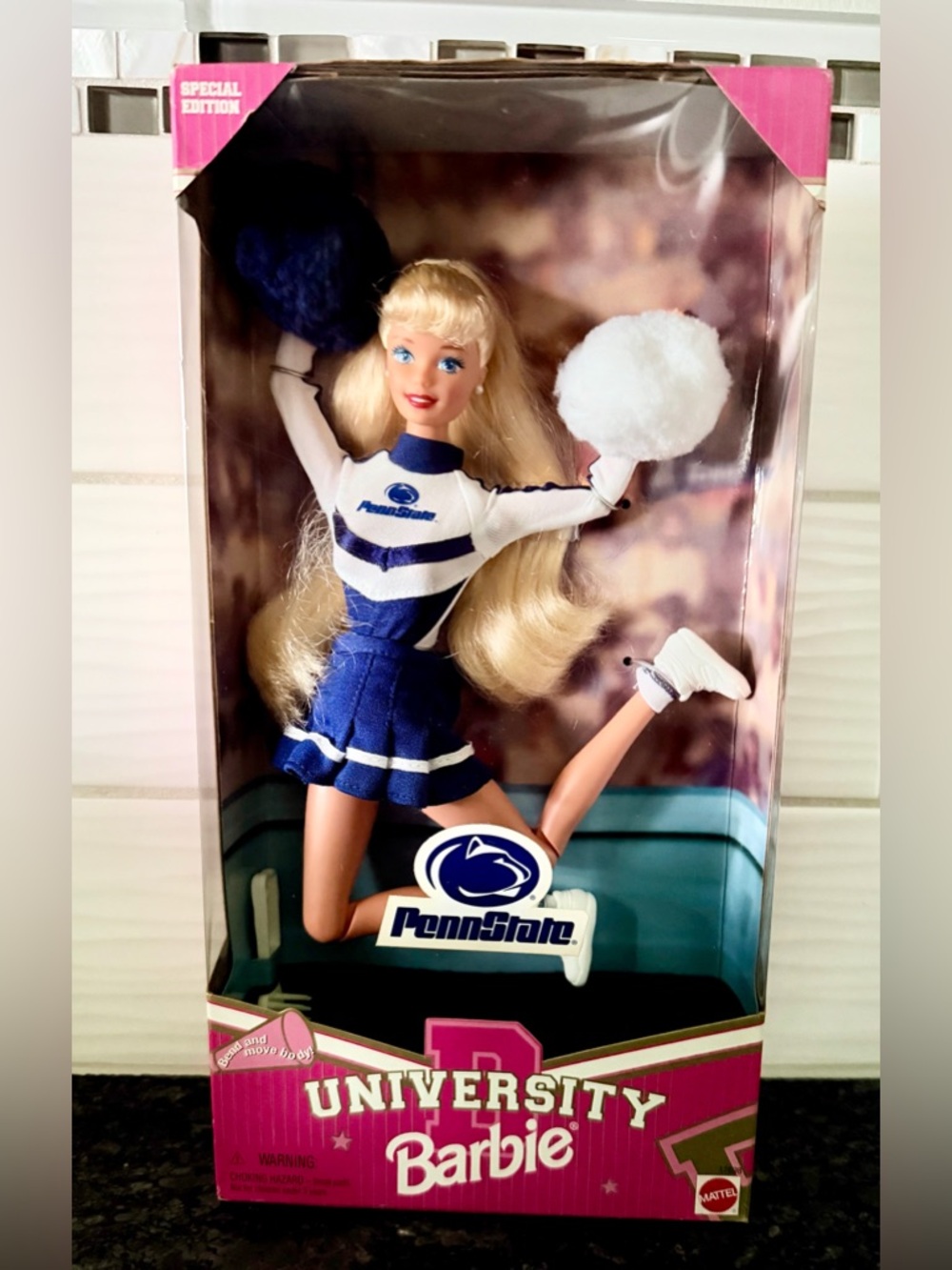 Like new- Penn State University Barbie Cheerleader Mattel Collector edition
